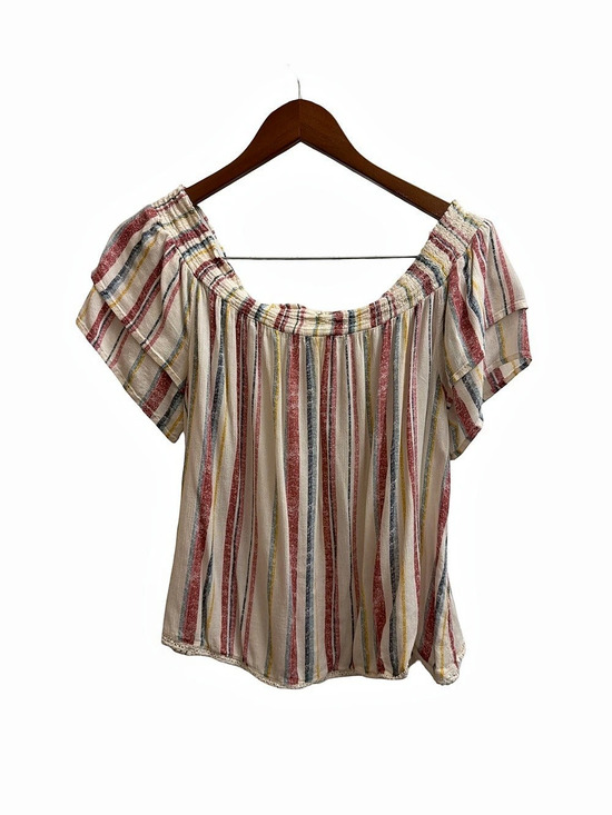 mason & belle Tops - Mason & Belle Striped Short Sleeve Blouse Size Medium